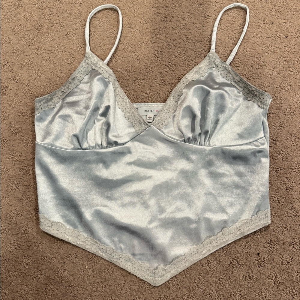Better Be Silver Satin Lace Chemise